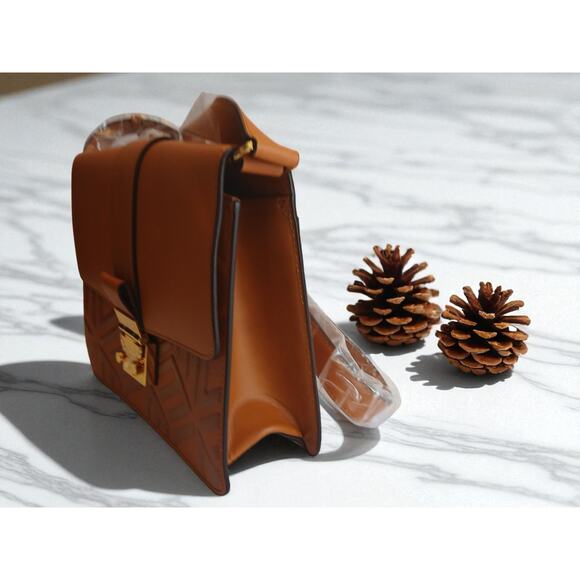 MCM Tracy Shoulder Bag in Cubic Logo Leather Cognac - NWT - Picture 14 of 16